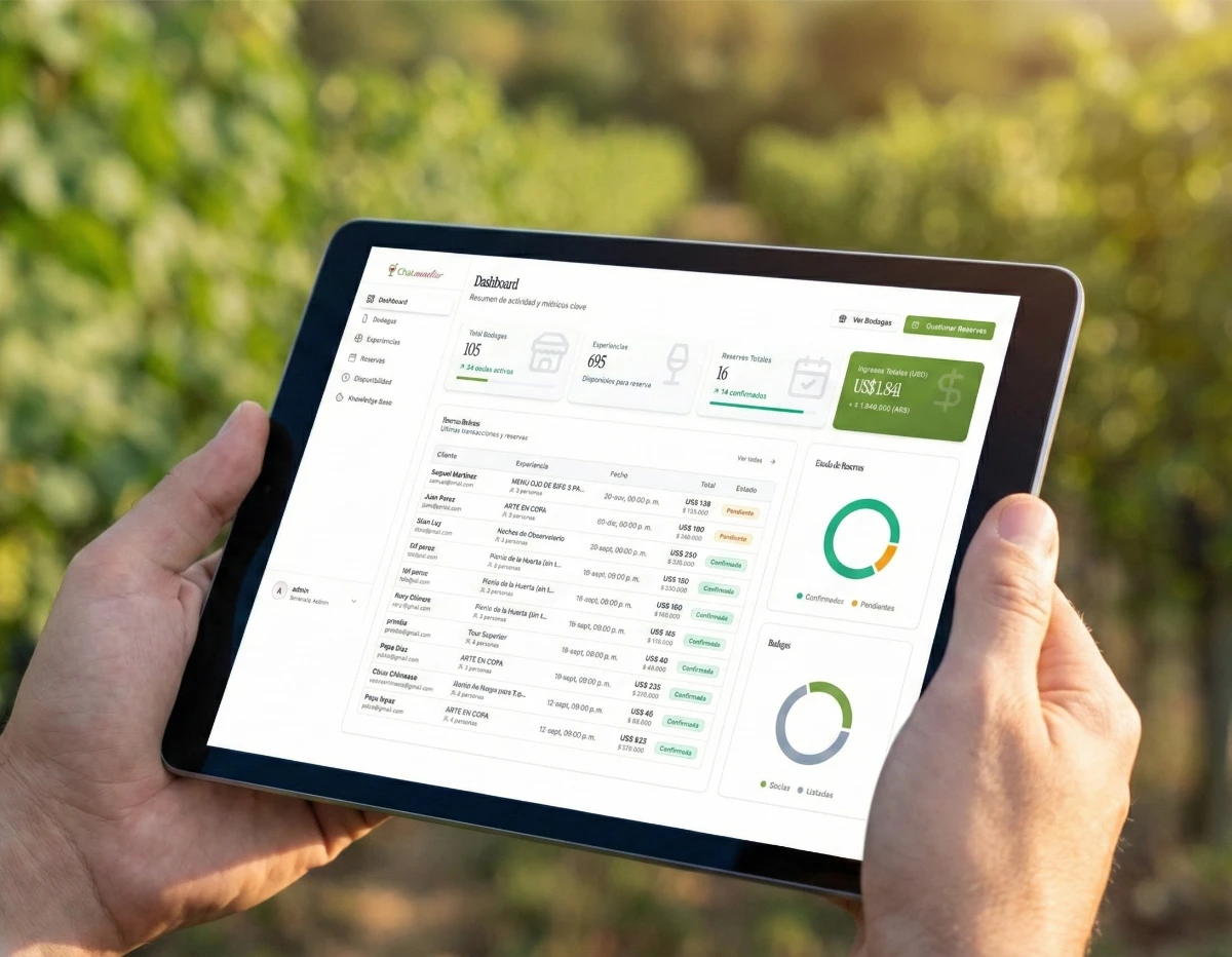 Winery Dashboard on Tablet